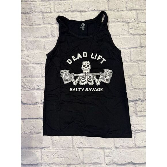 Salty Savage Garbage ‘Dead Lift’ Tank Top in Black Unisex Size Small - Picture 2 of 6